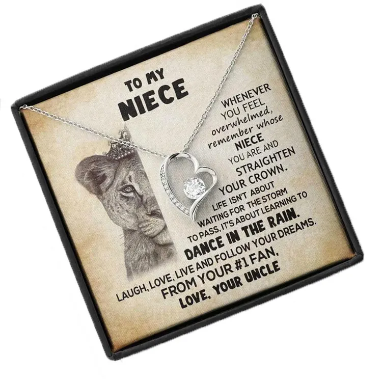 SC New Design Valentine's Day to My Niece Necklace Gift Romantic Eternal Love Inlaid Diamond Hollow Heart Necklace for Women
SC New Design Valentine's Day to My Niece Necklace Gift Romantic Eternal Love Inlaid Diamond Hollow Heart Necklace for Women