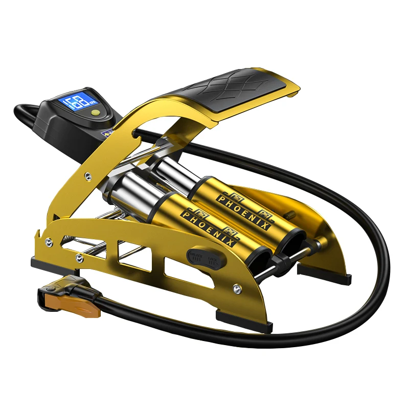 Phoenix Aluminum Alloy Car Motorcycle Bicycle Air Foot Pump High Quality Motorbike Foot Pump With Digital Display Gauge, Golden
Phoenix Aluminum Alloy Car Motorcycle Bicycle Air Foot Pump High Quality Motorbike Foot Pump With Digital Display Gauge, Golden