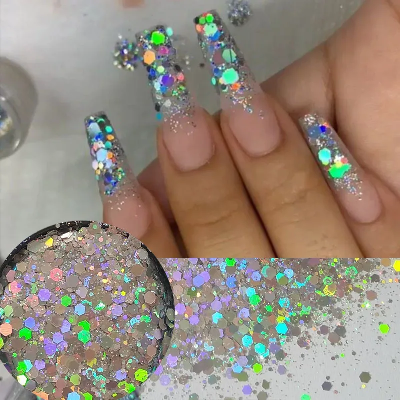 Holographic Glitter Laser Sequins Flakes Dust Powder Glitters for Nail Art Design Decorations
Holographic Glitter Laser Sequins Flakes Dust Powder Glitters for Nail Art Design Decorations