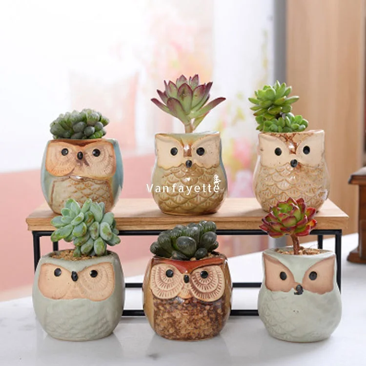 Mini Owl Ceramic Flower Pot with Bamboo Saucer for Succulent Plants Outdoor Indoor Decoration, Optitional
Mini Owl Ceramic Flower Pot with Bamboo Saucer for Succulent Plants Outdoor Indoor Decoration, Optitional