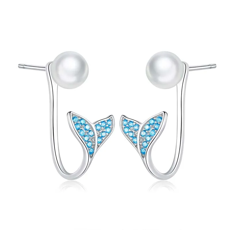Women earrings pearl fishtail design blue zirconia cubic 925 sterling silver earrings for girls
Women earrings pearl fishtail design blue zirconia cubic 925 sterling silver earrings for girls