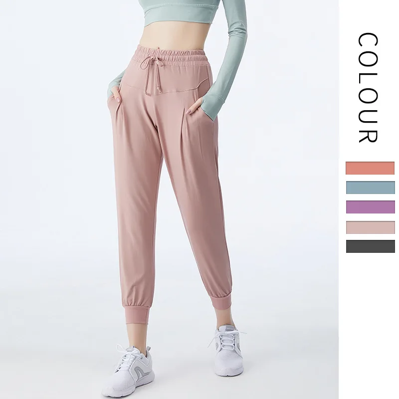 Wholesale summer thin quickdry sports pants loose footbind running fitness solid color pocket high waist casual yoga pants for, Picture shows
Wholesale summer thin quickdry sports pants loose footbind running fitness solid color pocket high waist casual yoga pants for, Picture shows