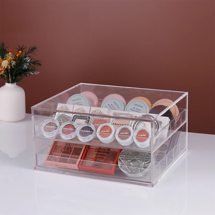 

New Design Professional High end Transparent 2 Floors Acrylic Makeup Drawers Organizer Box