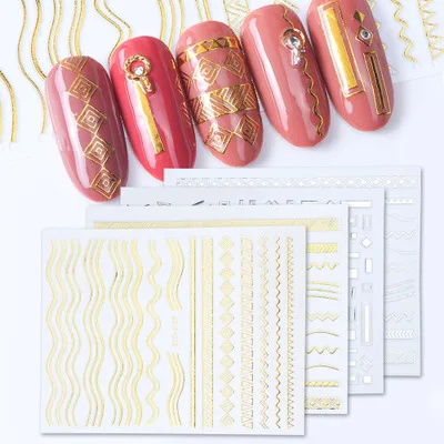 1Pcs Gold Silver Sliders 3D Nail Stickers Straight Curved Liners Stripe Tape Wraps Geometric Decals for Nail Art Decorations, Coloful nail painting
1Pcs Gold Silver Sliders 3D Nail Stickers Straight Curved Liners Stripe Tape Wraps Geometric Decals for Nail Art Decorations, Coloful nail painting