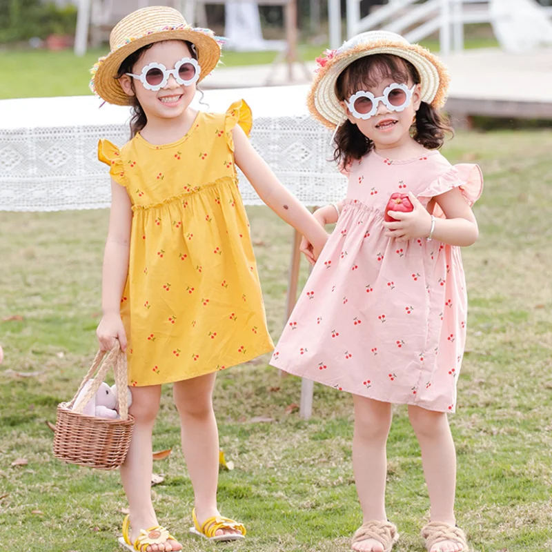Pure Cotton Flying Sleeve Small Cherry Print Backless Tether Baby Dress Girls, White /pink/yellow
Pure Cotton Flying Sleeve Small Cherry Print Backless Tether Baby Dress Girls, White /pink/yellow