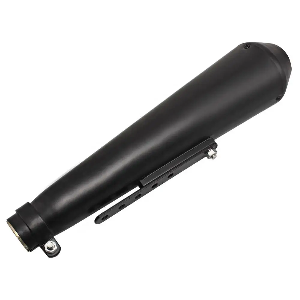 Motorcycle Cafe Racer Exhaust Pipe with Sliding Bracket Matte Black Chrome Universal 35mm 39mm 43mm