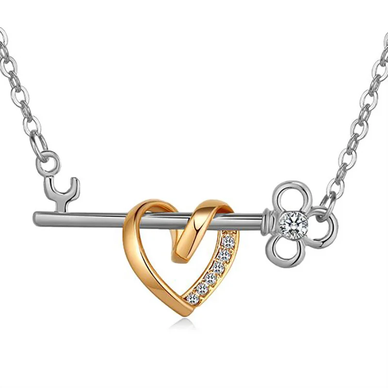 WSYEAR New Product Accessories Key Pendant Love Lock Necklace Creative Two-Color Electroplating Female Wholesale OEM Factory, White gold
WSYEAR New Product Accessories Key Pendant Love Lock Necklace Creative Two-Color Electroplating Female Wholesale OEM Factory, White gold
