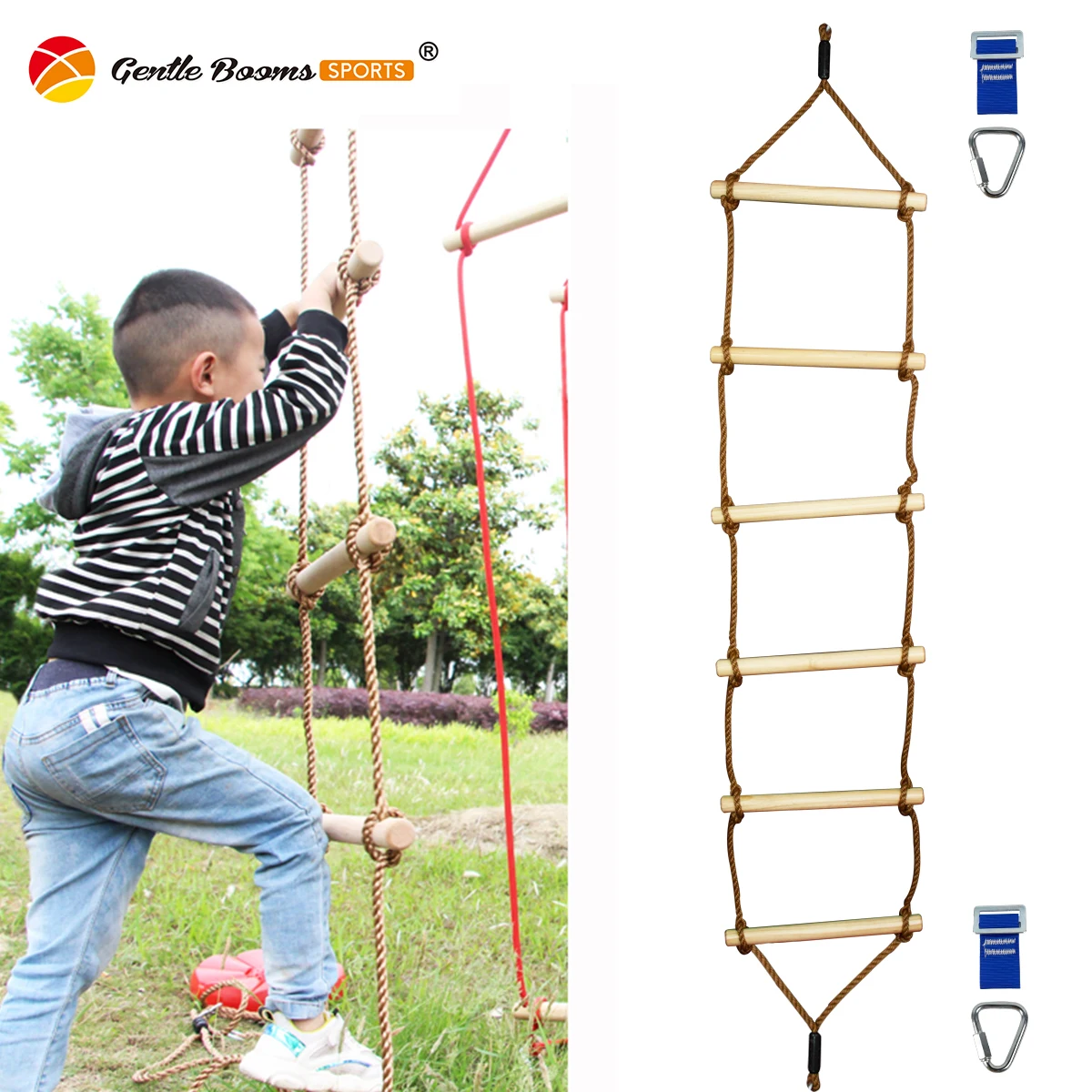 Gentle Booms Sports Outdoor Backyard Fun Safety First Wood Plastic Climbing Ladder for Kids
Gentle Booms Sports Outdoor Backyard Fun Safety First Wood Plastic Climbing Ladder for Kids