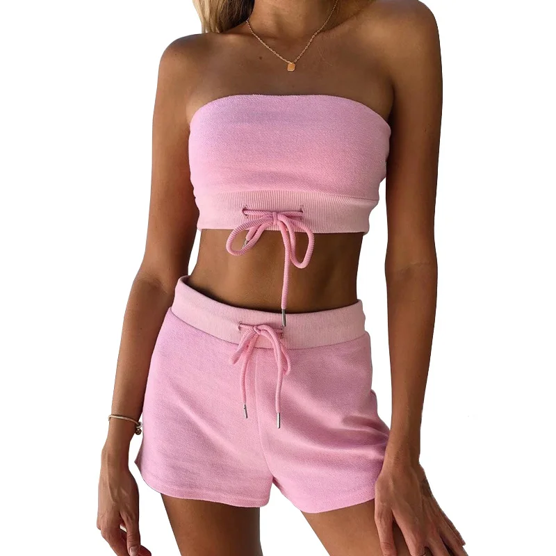 2021 Hot Style Boob Tube Tops 100% Cotton Women Two Piece Lady Short Sets, Customized color
2021 Hot Style Boob Tube Tops 100% Cotton Women Two Piece Lady Short Sets, Customized color