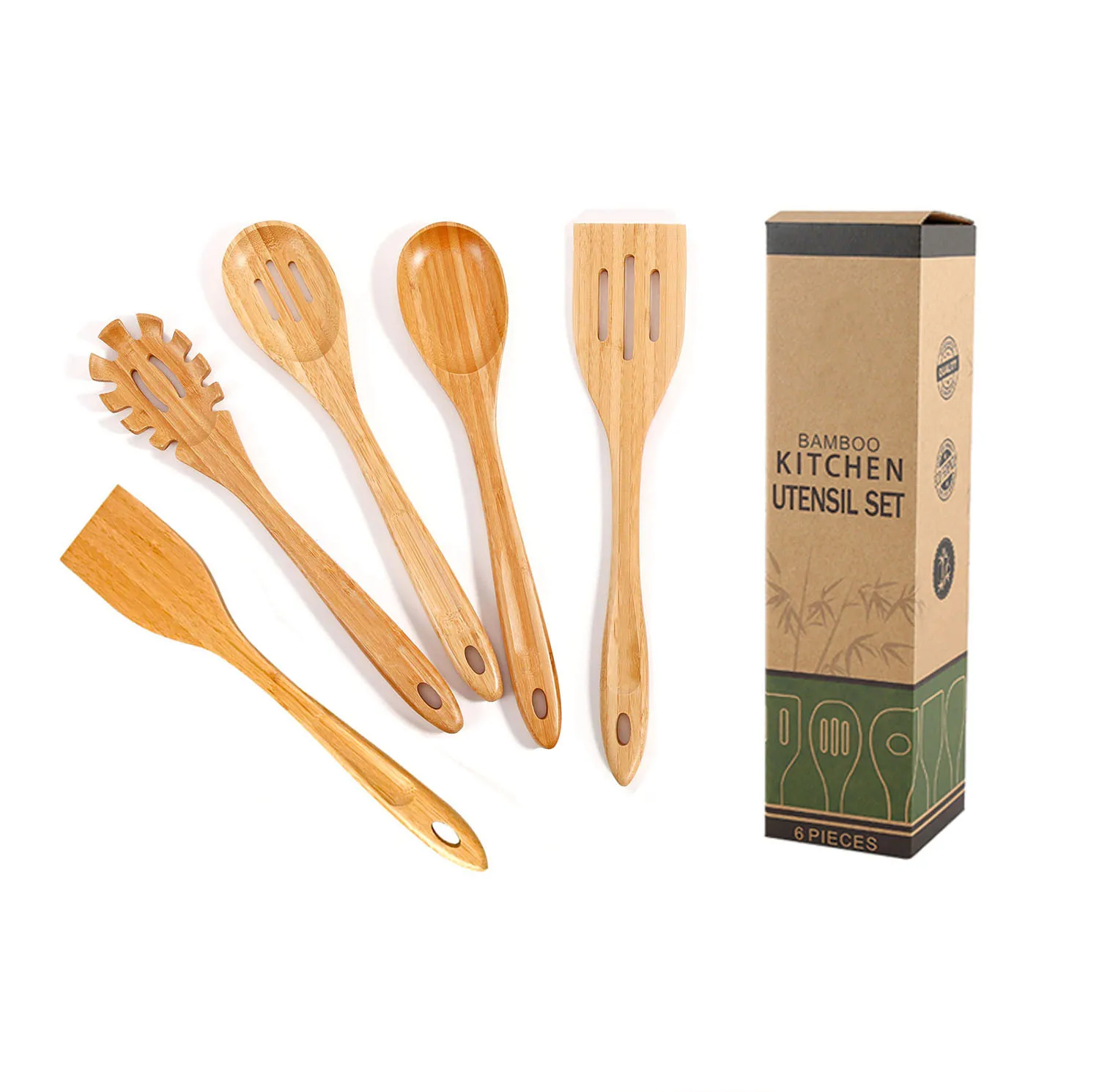 Amazon hot sales Lightweight and comfortable bamboo spatula set, Bamboo cooking utensils 
Amazon hot sales Lightweight and comfortable bamboo spatula set, Bamboo cooking utensils