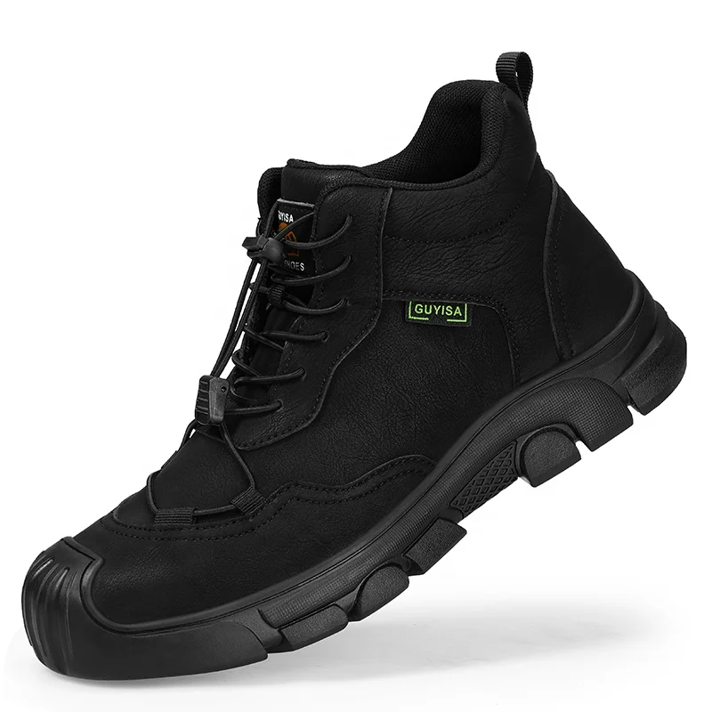 GUYISA high cut steel toe water-proof safety shoes for men black safety working boots
GUYISA high cut steel toe water-proof safety shoes for men black safety working boots