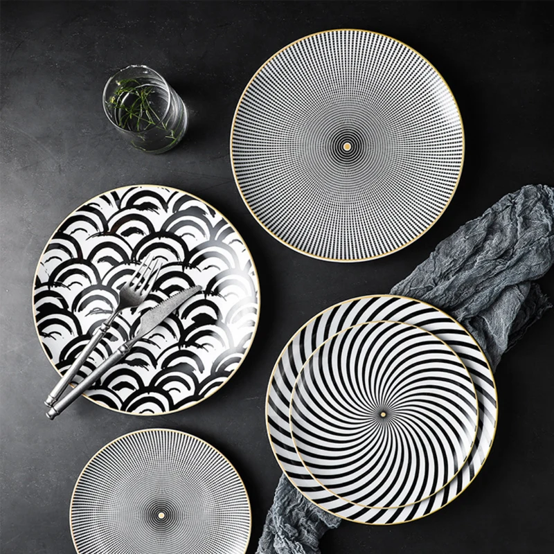 Wholesale Nordic Creative Western Pasta Stripe Dessert Ceramic Printed Plate, White,black
Wholesale Nordic Creative Western Pasta Stripe Dessert Ceramic Printed Plate, White,black