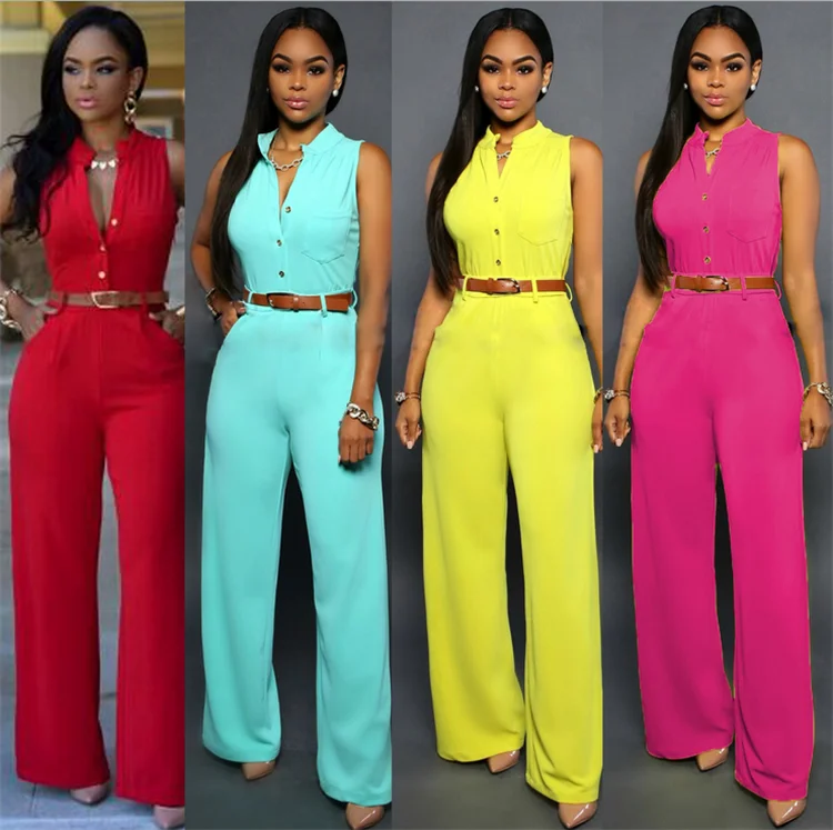 Formal Office Wear Lady Rompers Sleeveless Loose Wide Leg Belt Summer Women One Piece Jumpsuits
Formal Office Wear Lady Rompers Sleeveless Loose Wide Leg Belt Summer Women One Piece Jumpsuits