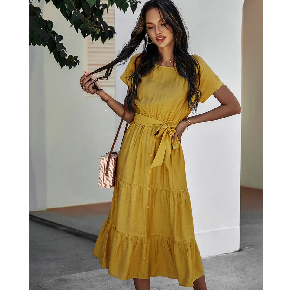 2021 New Arrivals Summer Casual Dresses Women Short Sleeve Elegant Maxi Long Workout Office Dress with Tape
2021 New Arrivals Summer Casual Dresses Women Short Sleeve Elegant Maxi Long Workout Office Dress with Tape