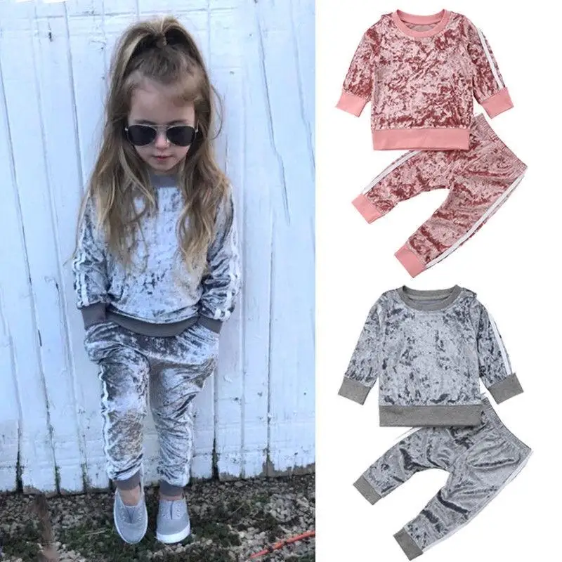 4color Autumn Winter Velvet Kids Baby Girls Clothes Sets Solid Long Sleeve T-shirt Tops + Pants 2PCS Outfit Sets Pink
4color Autumn Winter Velvet Kids Baby Girls Clothes Sets Solid Long Sleeve T-shirt Tops + Pants 2PCS Outfit Sets Pink