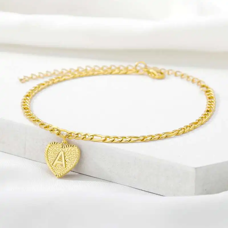 Stainless Steel Charm Cuban Chain Heart A-Z 26 Initial Letters Anklet Necklace Set, Gold
Stainless Steel Charm Cuban Chain Heart A-Z 26 Initial Letters Anklet Necklace Set, Gold
