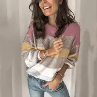 Pink Striped Print Sequin Glitter Round Neck Long Sleeve Fashion Pullover Sweater Regular Regular Long Sleeve Standard Sweater
Pink Striped Print Sequin Glitter Round Neck Long Sleeve Fashion Pullover Sweater Regular Regular Long Sleeve Standard Sweater