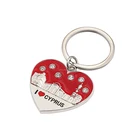 Nicosia Cyprus Map Souvenirs Heart Shape Rhinestone Keyring I Love Cyprus Keychain