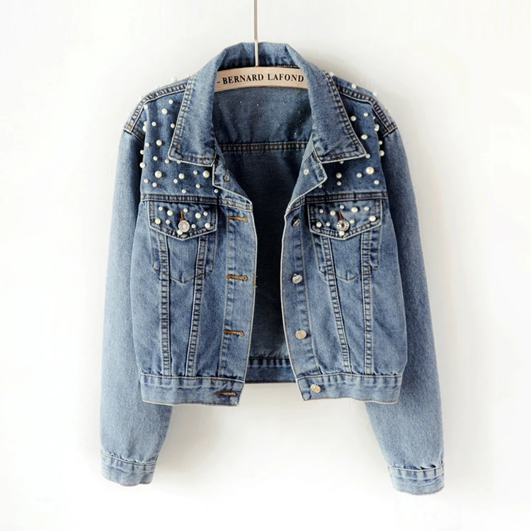 High Quality Custom Service Pearl Turn Down Collar Denim Jacket Women Three Quarter SleeveJeans Jacket, Black blue white
High Quality Custom Service Pearl Turn Down Collar Denim Jacket Women Three Quarter SleeveJeans Jacket, Black blue white