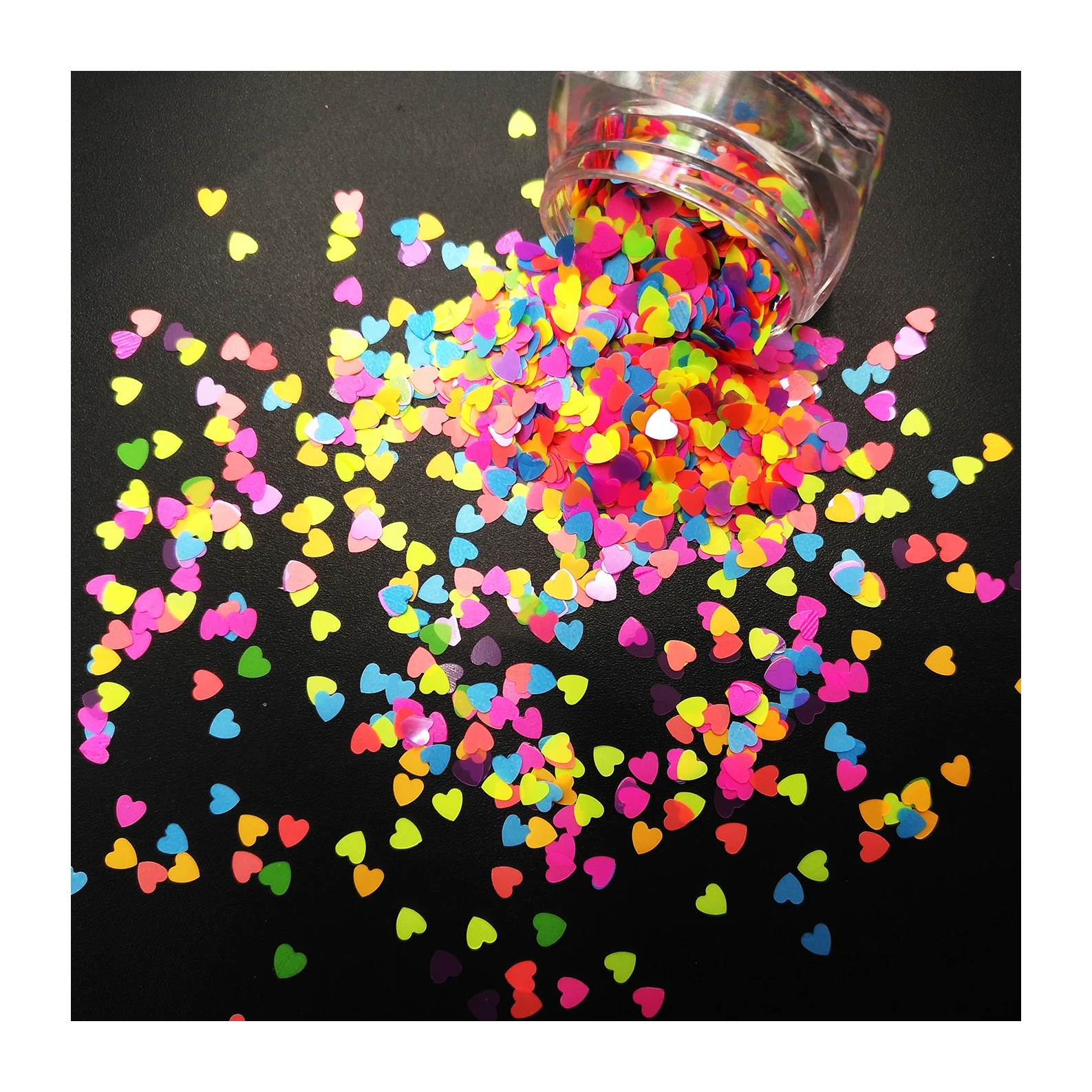 Mix NEON Matte Color Solvent Resistant Glitter Heart Shape for Nail Polish Makeup Facepaint in Jar
Mix NEON Matte Color Solvent Resistant Glitter Heart Shape for Nail Polish Makeup Facepaint in Jar