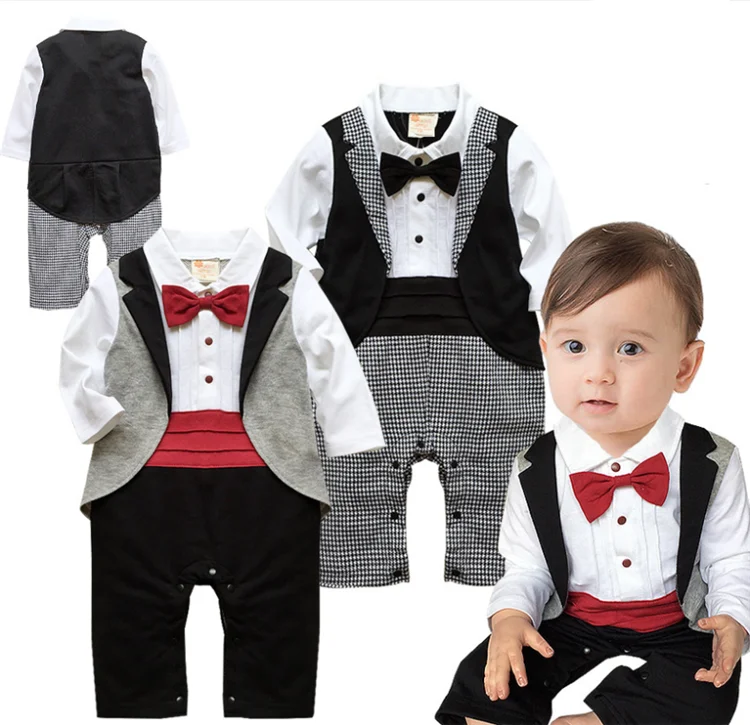 

New Baby Boys Clothes In Spring And Autumn baby clothing Cotton Romper Gentleman Bow Tie Jumper Long Sleeve Baby Clothing, As the picture show