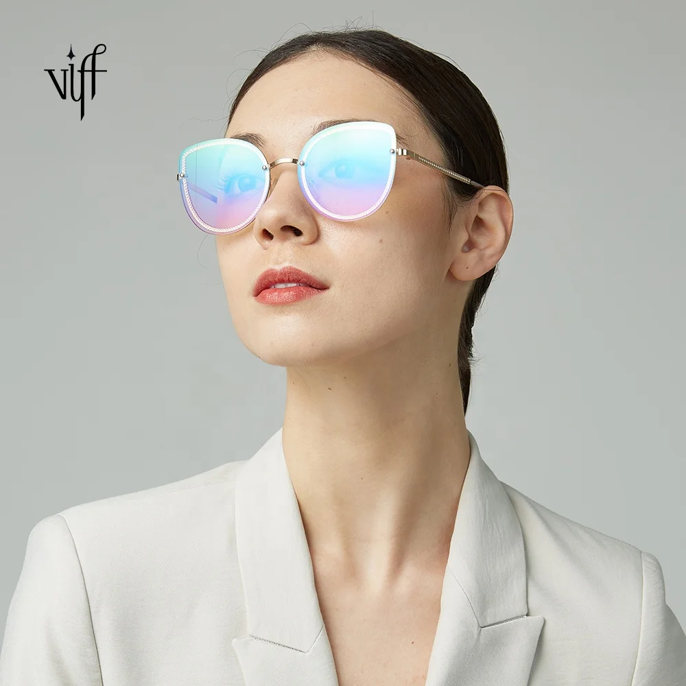 

VIFF HM19249 Women Mercury Sunglasses Circle Lens Mirrored Ladies Eyewear Sun Glasses Rainbow Coating Luxury Sunglasses