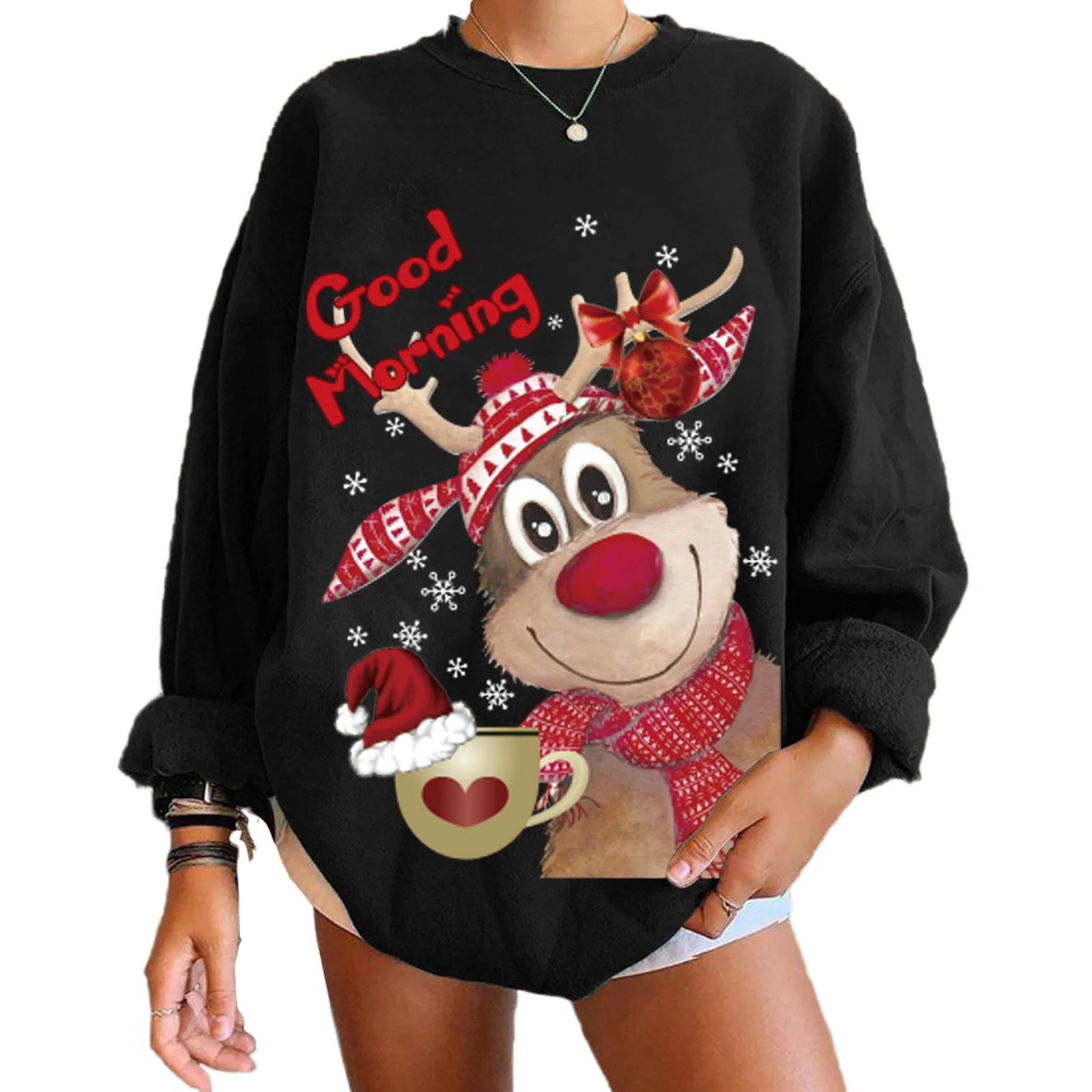 Good Morning Christmas Sweater Elk Hoodie Autumn Winter Warm Long Sleeve Ladies Christmas Pullover, Can be custom
Good Morning Christmas Sweater Elk Hoodie Autumn Winter Warm Long Sleeve Ladies Christmas Pullover, Can be custom