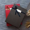 Best quality rectangular notebook 2 piece rigid cardboard folding black custom luxury paper gift box with ribbon