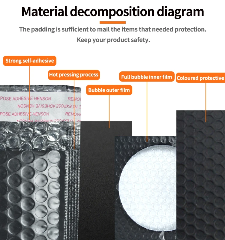 Factory Custom High Grade Shock Printed Air Bubble Poly Co Extruded Film Bubble Envelope Mailer Bag Padded Plastic