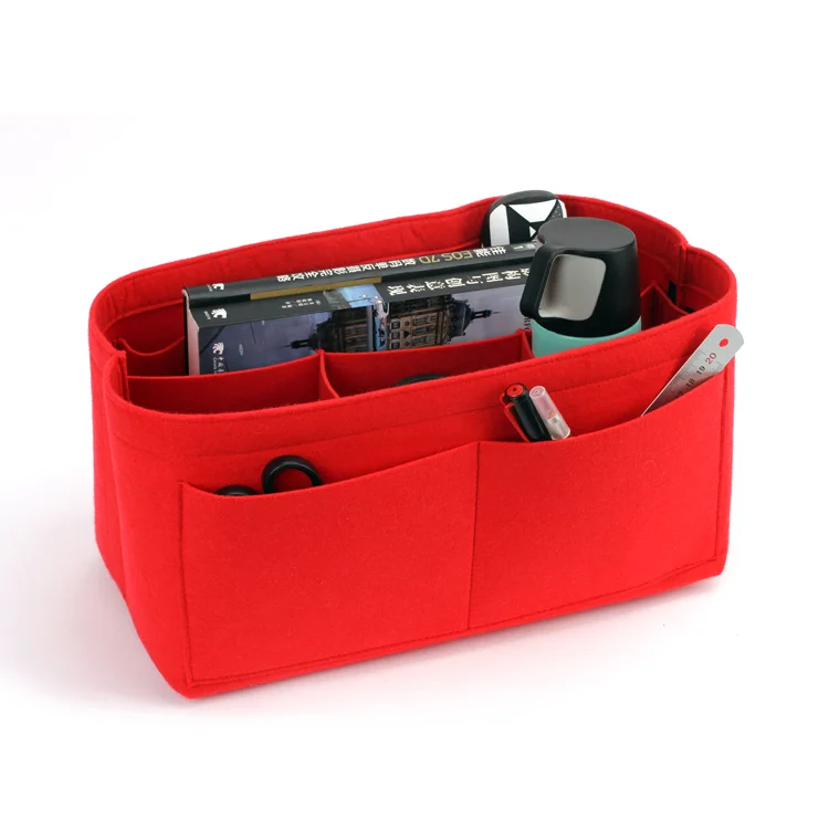 High quality felt womens handbag bag in bag organizer from china gold supplier, Black red grey or customized
High quality felt womens handbag bag in bag organizer from china gold supplier, Black red grey or customized