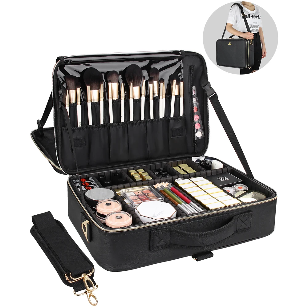 Dropshipping Relavel 2021 Hot Selling Professional 3 Layer Large Black Leather Train Case Brush Organizer Storage Travel Cosmetic Beauty Bag
Dropshipping Relavel 2021 Hot Selling Professional 3 Layer Large Black Leather Train Case Brush Organizer Storage Travel Cosmetic Beauty Bag