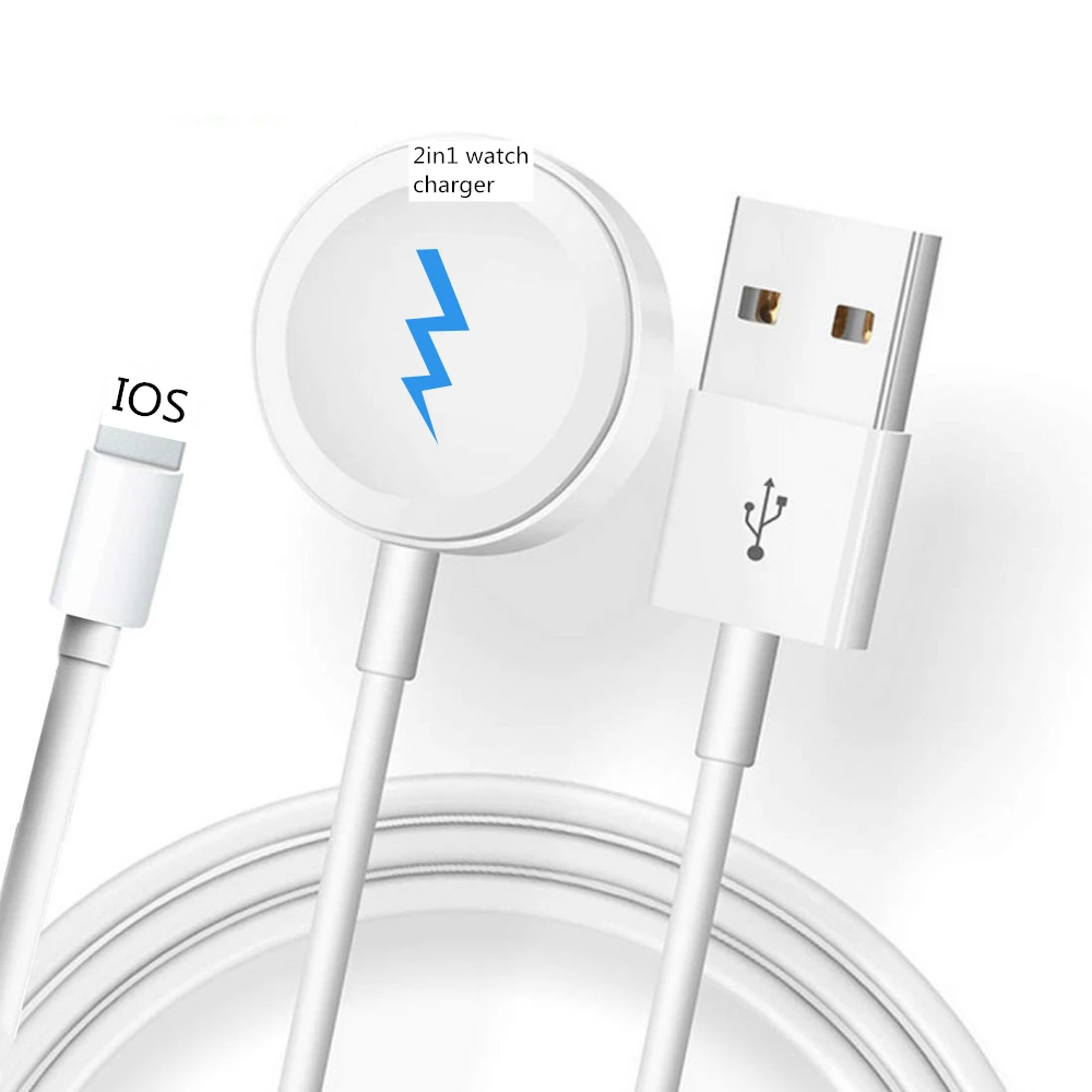 2 in 1 Wireless Charger Magnetic Smart Watch Charger 1M USB Cable for Apple Watch Series 6 5 4 3 2 1 For iPhone, White
2 in 1 Wireless Charger Magnetic Smart Watch Charger 1M USB Cable for Apple Watch Series 6 5 4 3 2 1 For iPhone, White