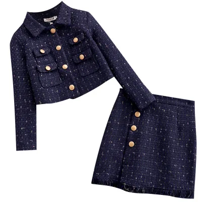 Nanchang Auyan Blue Ladylike Tweed Coat Wrap Buttock Short Skirt Two-piece Set, Customized color
Nanchang Auyan Blue Ladylike Tweed Coat Wrap Buttock Short Skirt Two-piece Set, Customized color