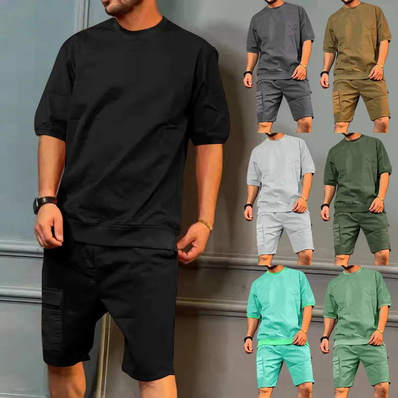 QC0002 - Custom blank tracksuit summer short sleeve t shirt men s 2 piece casual shorts sets, 5 colors
QC0002 - Custom blank tracksuit summer short sleeve t shirt men s 2 piece casual shorts sets, 5 colors