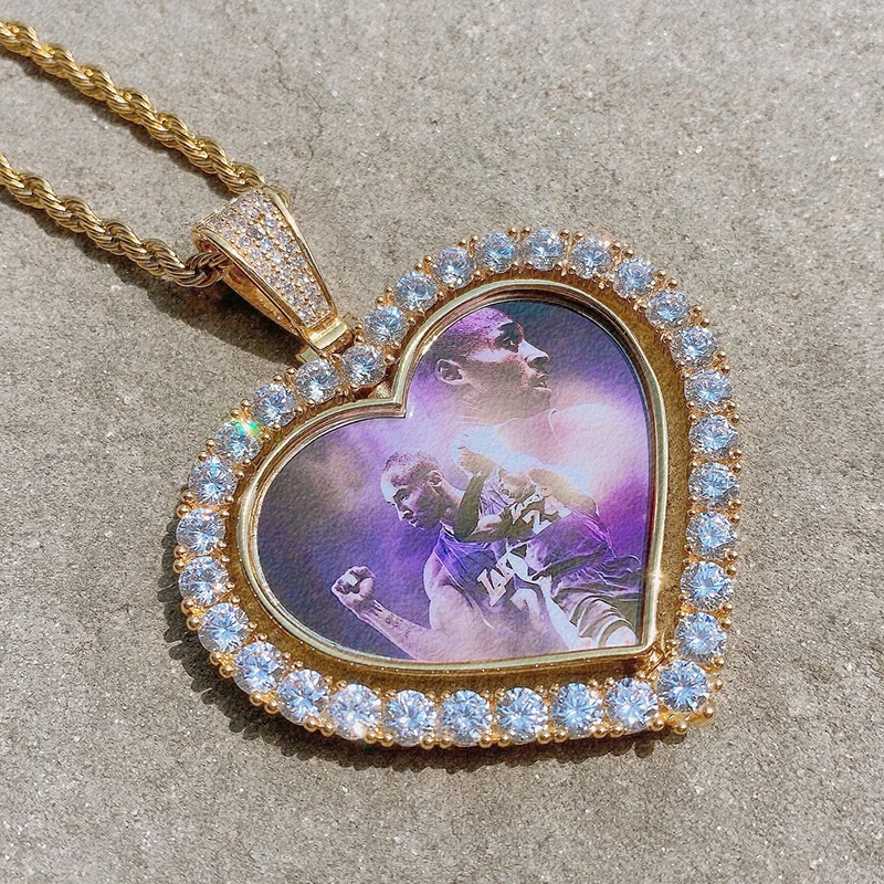 Hip Hop Custom Made Photo Heart Rotating Double-sided Iced Out Bling Cubic Zircon Necklace&Pendant For Men Jewelry Large Small, Silver, gold,rose gold
Hip Hop Custom Made Photo Heart Rotating Double-sided Iced Out Bling Cubic Zircon Necklace&Pendant For Men Jewelry Large Small, Silver, gold,rose gold