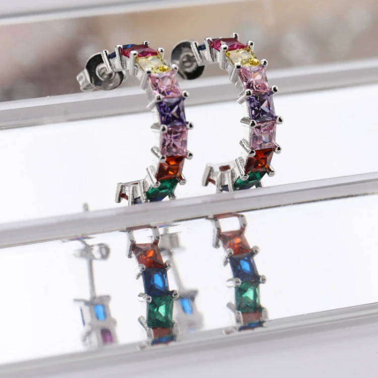 Fashion Multi Colors Zircon Earring Silver and Gold Plated Brass Stud Earrings for Women
Fashion Multi Colors Zircon Earring Silver and Gold Plated Brass Stud Earrings for Women