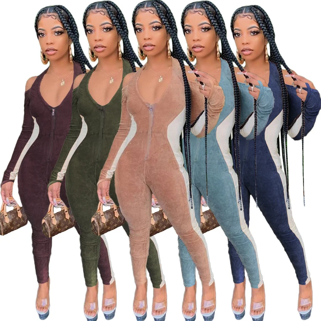 2021 New Sexy Bodycon Skinny V-neck Romper High Elastic Velvet Hang Neck Backless Patchwork Color Night Club Jumpsuits for Women
2021 New Sexy Bodycon Skinny V-neck Romper High Elastic Velvet Hang Neck Backless Patchwork Color Night Club Jumpsuits for Women