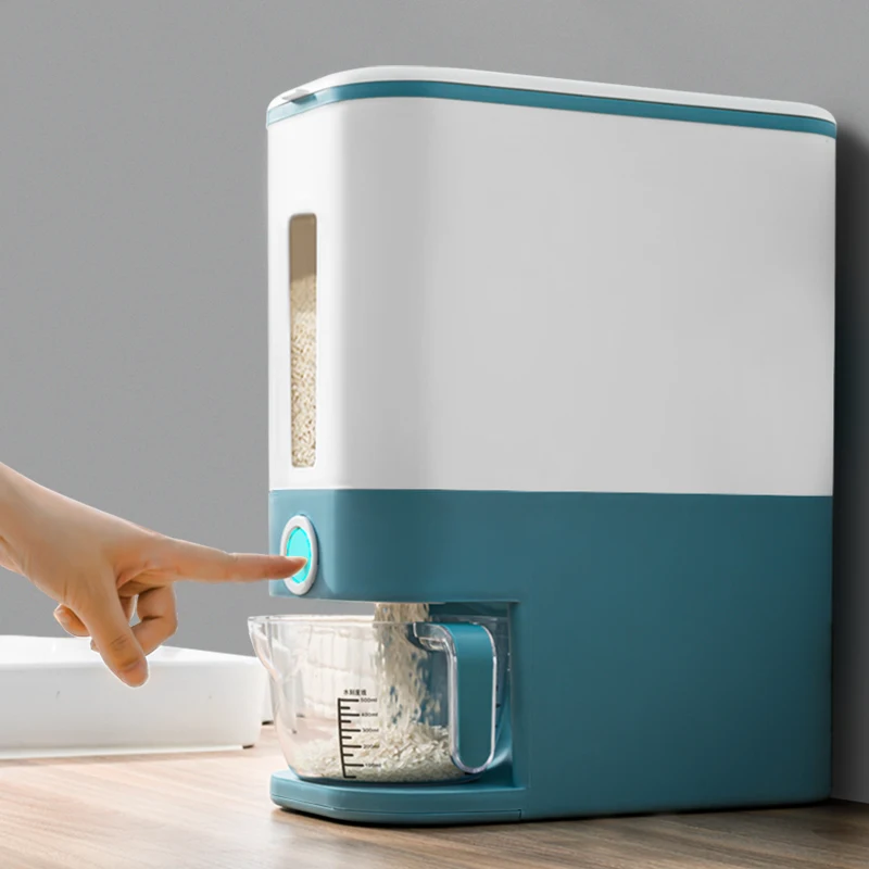 Rice Storage Container Measuring Cup Rice Container Organizer Grain Storage Cans Hot Selling Kitchen Automatic Large Plastic, Blue,gray
Rice Storage Container Measuring Cup Rice Container Organizer Grain Storage Cans Hot Selling Kitchen Automatic Large Plastic, Blue,gray