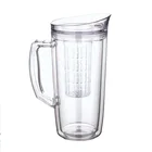 Double wall plastic pitcher clear fruit infuser water pitcher 1L Hot selling in Europe with gel inside