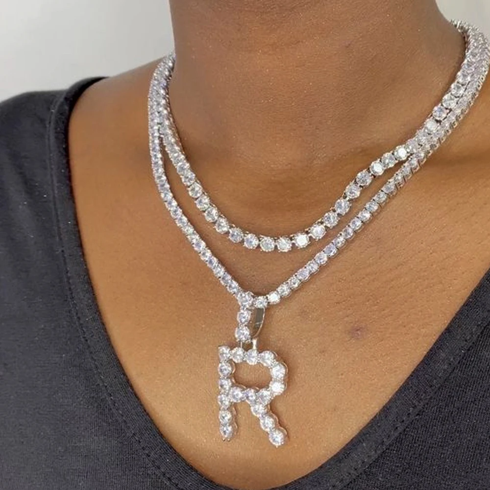 Wholesale Men women Hip hop Name Letter 18K Gold Plated Tennis Initial Chain Necklaces Charm pendants Hip hop jewelry, Silver gold
Wholesale Men women Hip hop Name Letter 18K Gold Plated Tennis Initial Chain Necklaces Charm pendants Hip hop jewelry, Silver gold