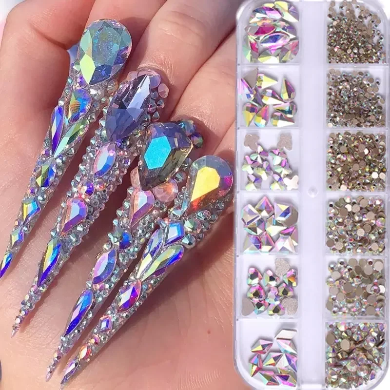 12 Grid Multi-Shape Nail Ornament 3D Crystal Decorations Accessories Nail Charms Nail Diamond Rhinestones
12 Grid Multi-Shape Nail Ornament 3D Crystal Decorations Accessories Nail Charms Nail Diamond Rhinestones