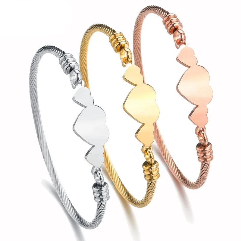 Luxury Rose Gold Stainless Steel Bracelets Bangles Female Three Heart Love Charm Bracelet Women Famous Jewelry
Luxury Rose Gold Stainless Steel Bracelets Bangles Female Three Heart Love Charm Bracelet Women Famous Jewelry