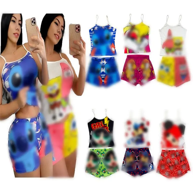 Summer womens cute cartoon print 2 piece sleepwear set plus size cute cartoon two piece short set
Summer womens cute cartoon print 2 piece sleepwear set plus size cute cartoon two piece short set