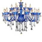 Luxury creative European style living room bedroom glass chandelier modern blue candle holder crystal chandelier