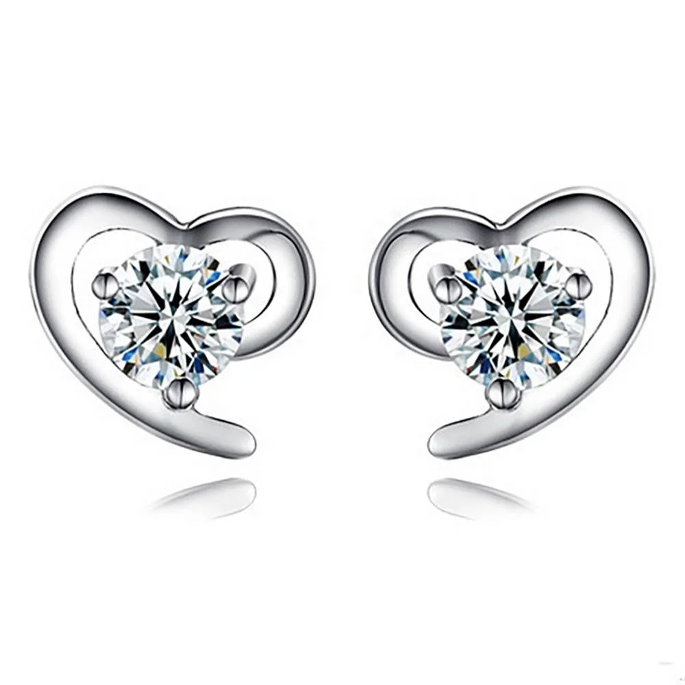 New Design Valentine Jewelry Crystal CZ Zirconia Earrings 925 Sterling Silver Jewellery Heart Stud Earrings, Silver color
New Design Valentine Jewelry Crystal CZ Zirconia Earrings 925 Sterling Silver Jewellery Heart Stud Earrings, Silver color