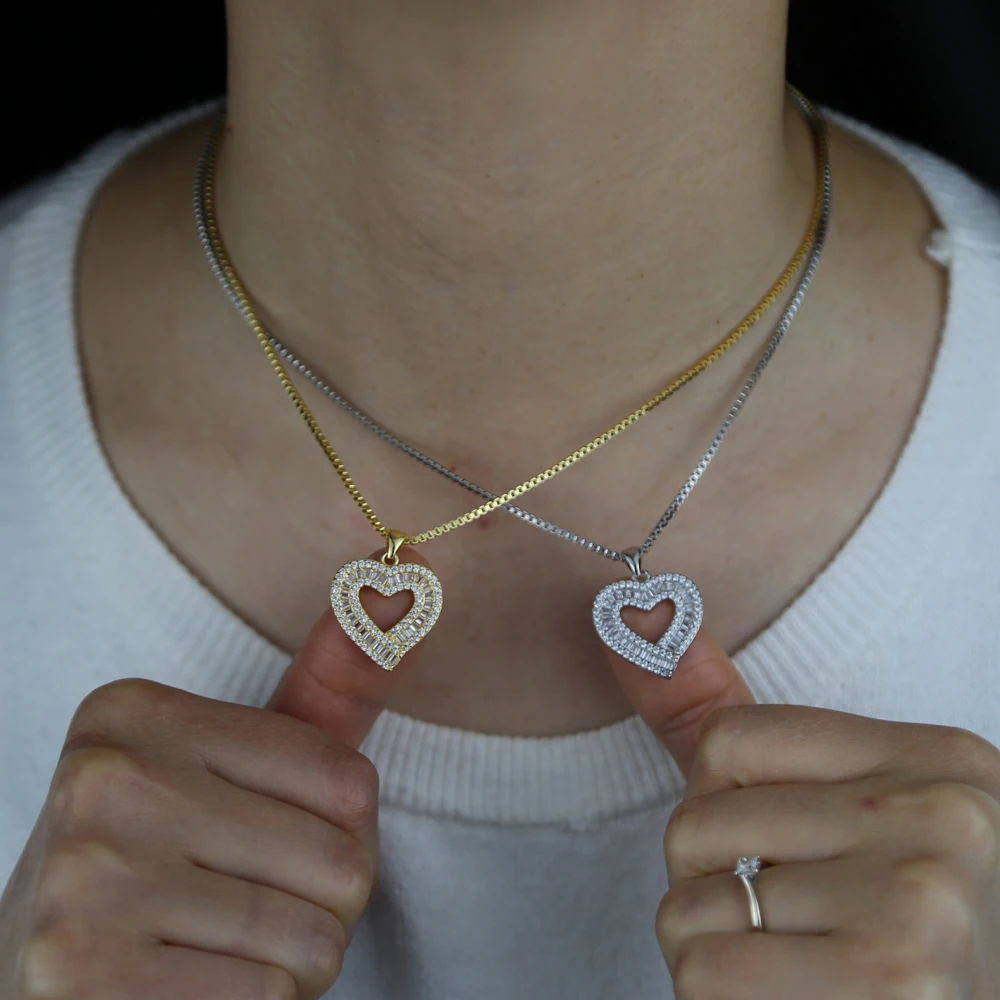 Women Gold Silver color box Chain Zircon Heart Pendant Necklace Lover Clavicle Choker Drop Shipping, Customized
Women Gold Silver color box Chain Zircon Heart Pendant Necklace Lover Clavicle Choker Drop Shipping, Customized
