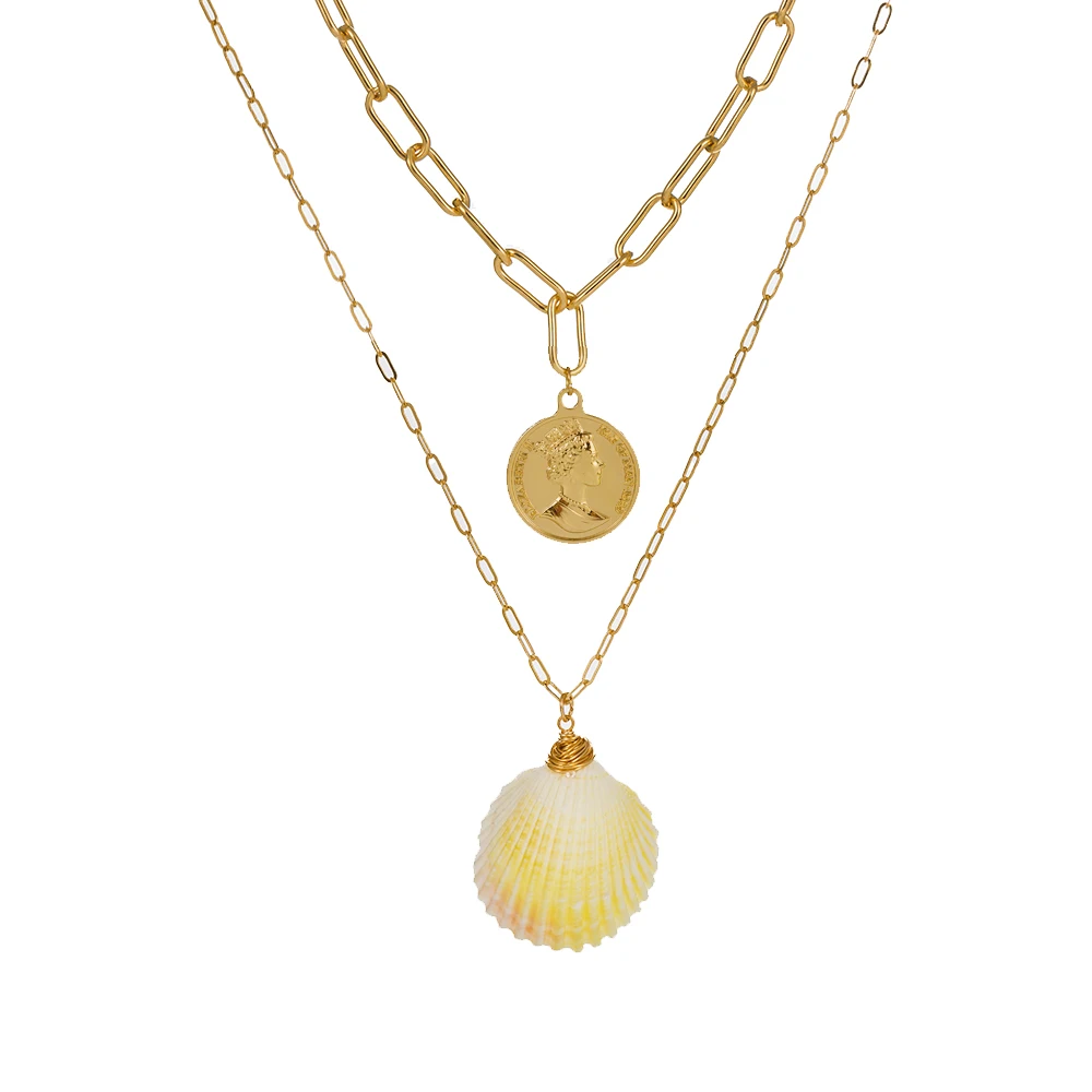 Natural Pink Scallop Pendant Gold Plated Multilayered Necklace With Bohemian Jewelry
Natural Pink Scallop Pendant Gold Plated Multilayered Necklace With Bohemian Jewelry