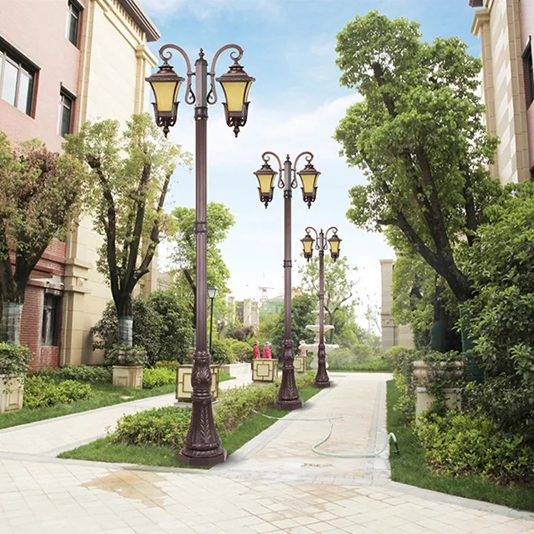 Hot sale garden light black bronze white E27 aluminum pole light post top light yard pole