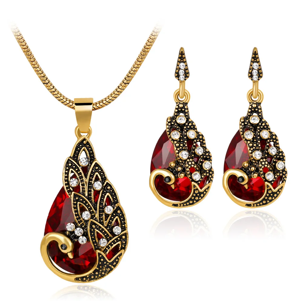 New Vintage Peacock Necklace Set Cross-Border Hot Selling Necklace Earrings Two Sets of Jewelry Stock, Gold
New Vintage Peacock Necklace Set Cross-Border Hot Selling Necklace Earrings Two Sets of Jewelry Stock, Gold