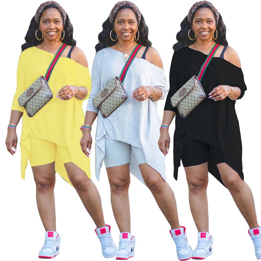Two Piece Short Set Casual Sexy Off Shoulder Loose Top Women's Shorts Set Plain T Shirt 2 Piece Pant Set Women Clothing RS00485
Two Piece Short Set Casual Sexy Off Shoulder Loose Top Women's Shorts Set Plain T Shirt 2 Piece Pant Set Women Clothing RS00485